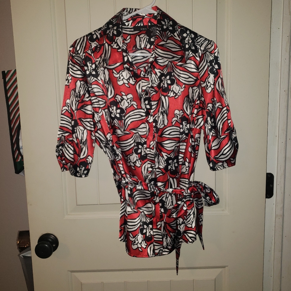 Mix It XL  waist tie, mid sleeve blouse